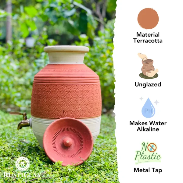 earthen clay water pot 6l