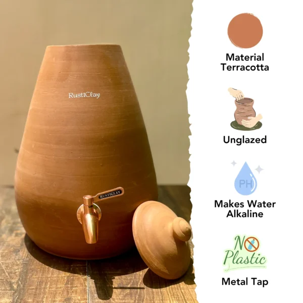 earthen clay water pot 7l
