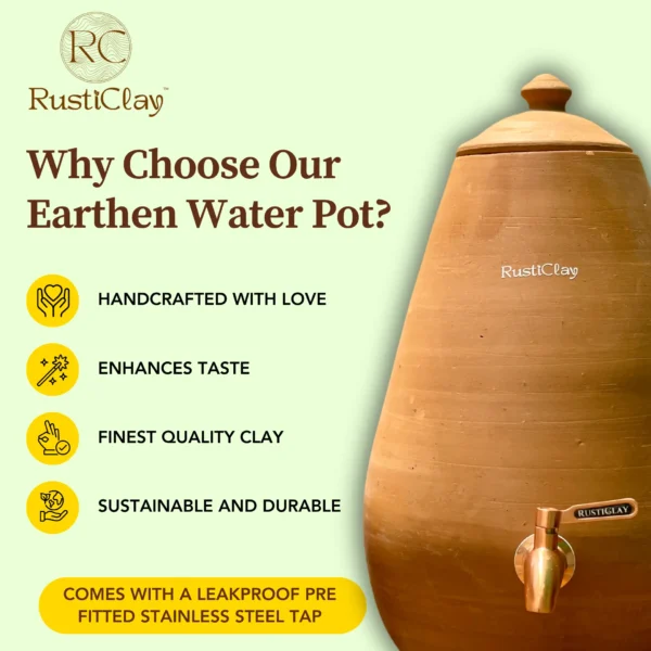 earthen clay water pot 7l