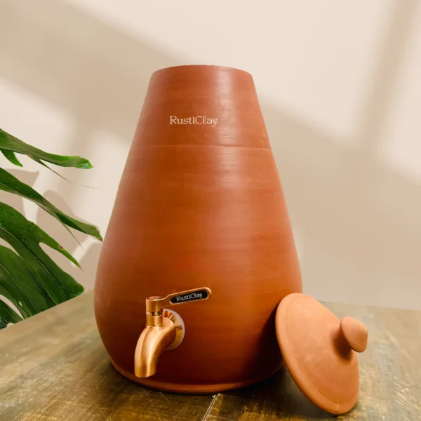 3 (2) Earthen Clay Water Pot 7 Litre with Lid & Metal Tap