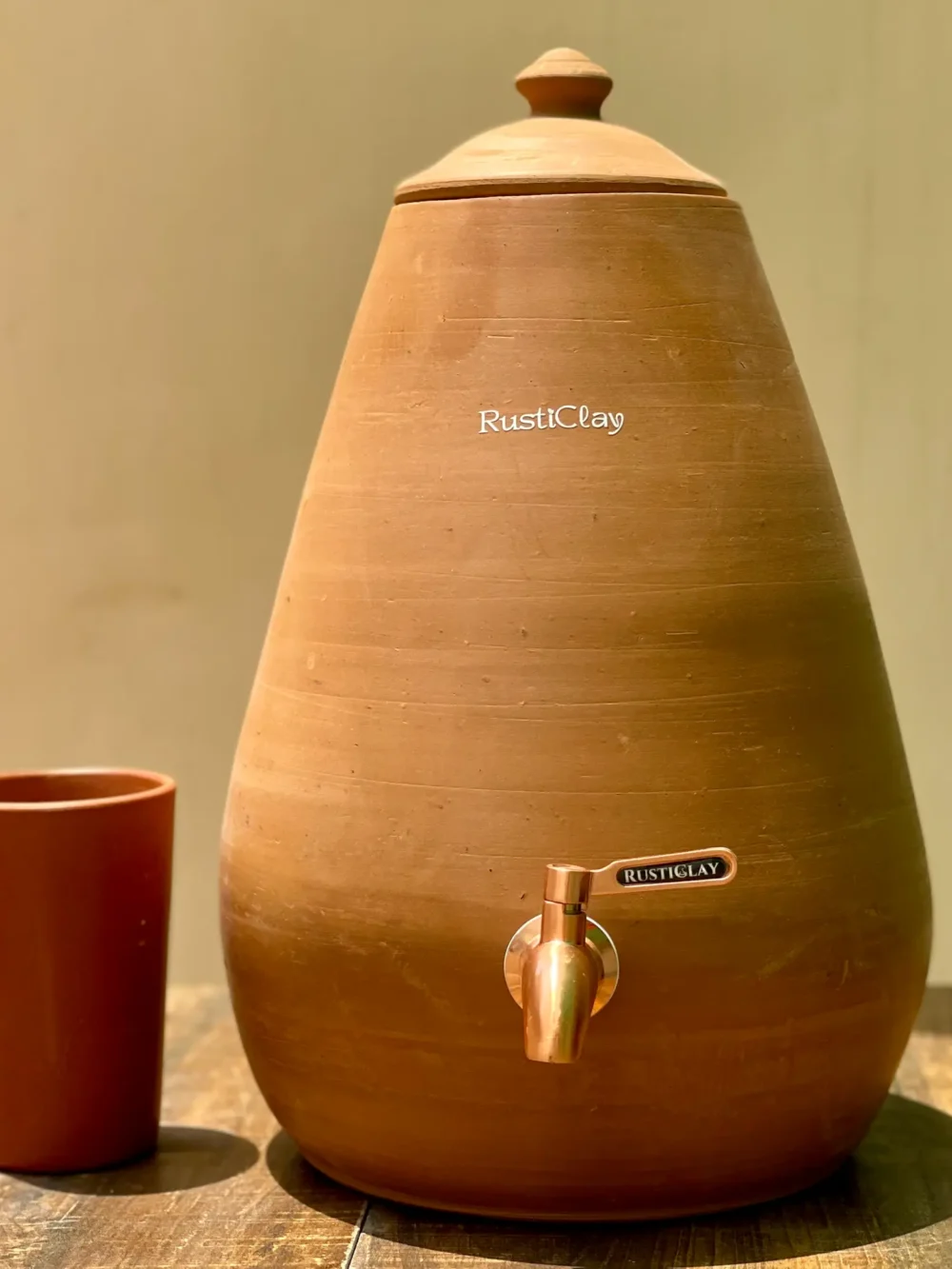 rusticlay earthen clay water pot 7l