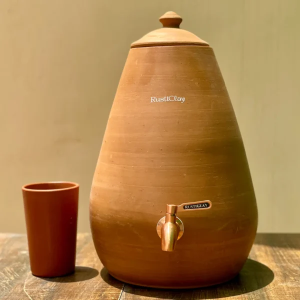 rusticlay earthen clay water pot 7l