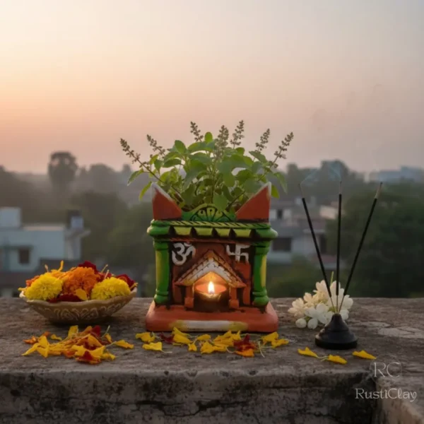 handmade terracotta tulsi planter