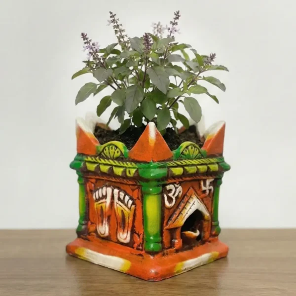 handmade terracotta tulsi planter